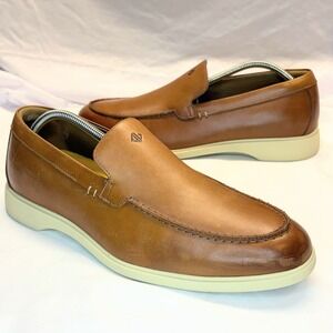 Amberjack  'The Loafer' Chestnut Brown Leather Slip On Comfort Shoes Men's 11 M